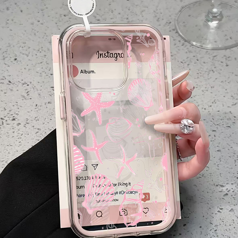 Phone Cases Pink - Summer Pink Seashell Clear Phone Case