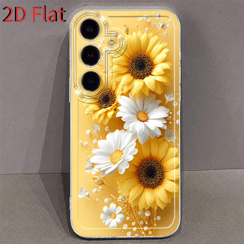 2D Flat Warm Yellow Sunflower  - Phone Cases Yellow 评论和价格