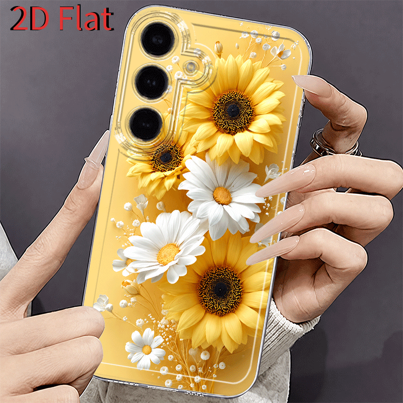 2D Flat Warm Yellow Sunflower  - Phone Cases Yellow 评论和价格