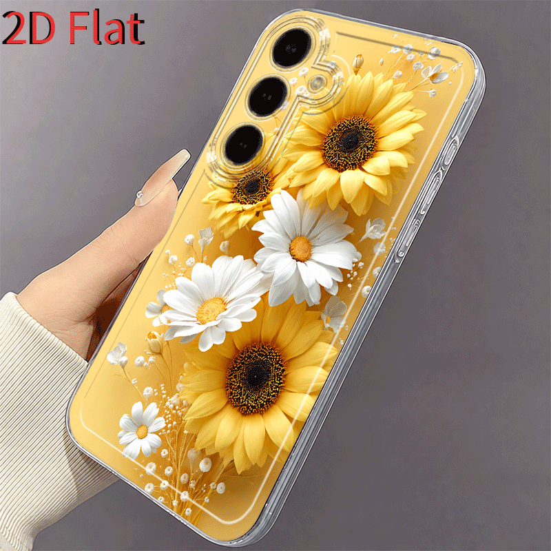 2D Flat Warm Yellow Sunflower  - Phone Cases Yellow 评论和价格