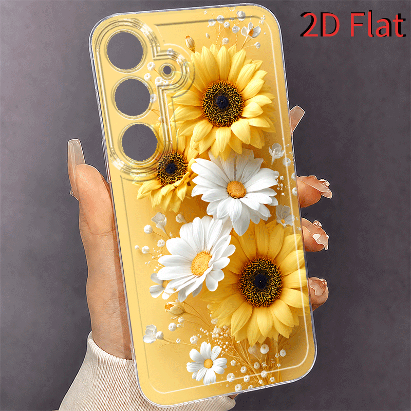 2D Flat Warm Yellow Sunflower  - Phone Cases Yellow 评论和价格