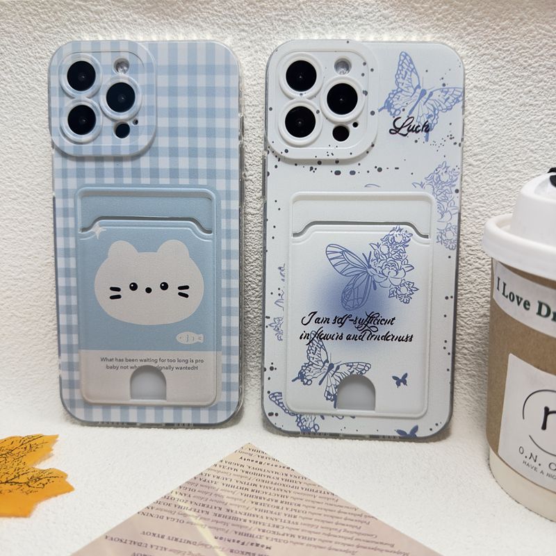 Butterfly Cat Card Bag Phone C - Phone Cases Japan 评论和价格