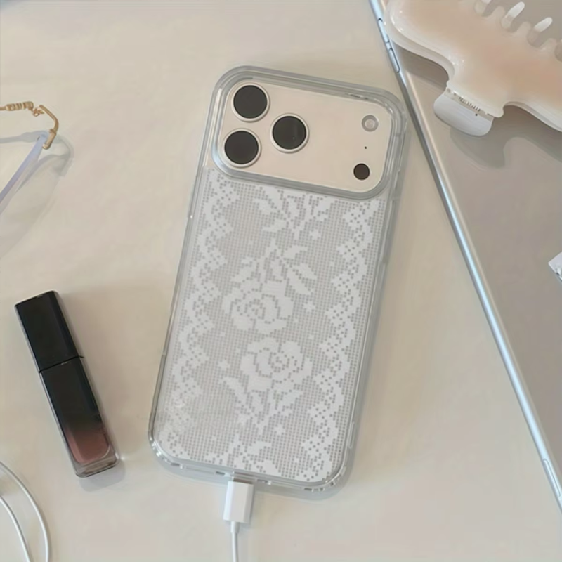 Korean Romantic White Lace Ros - Phone Cases Korea 评论和价格