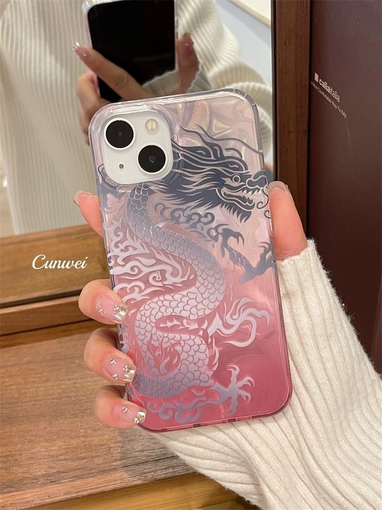 Pink Gradient Chinese Loong Pa - Phone Cases Pink 评论和价格