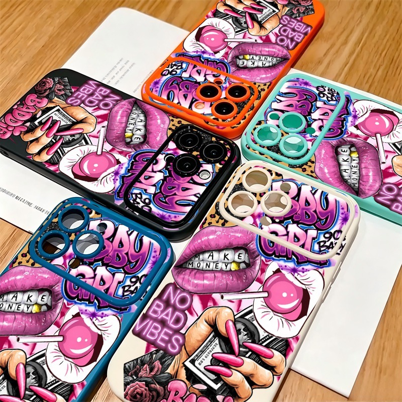 Hip Hop Pink Lips Baby Girl Gr - Phone Cases Durable 评论和价格