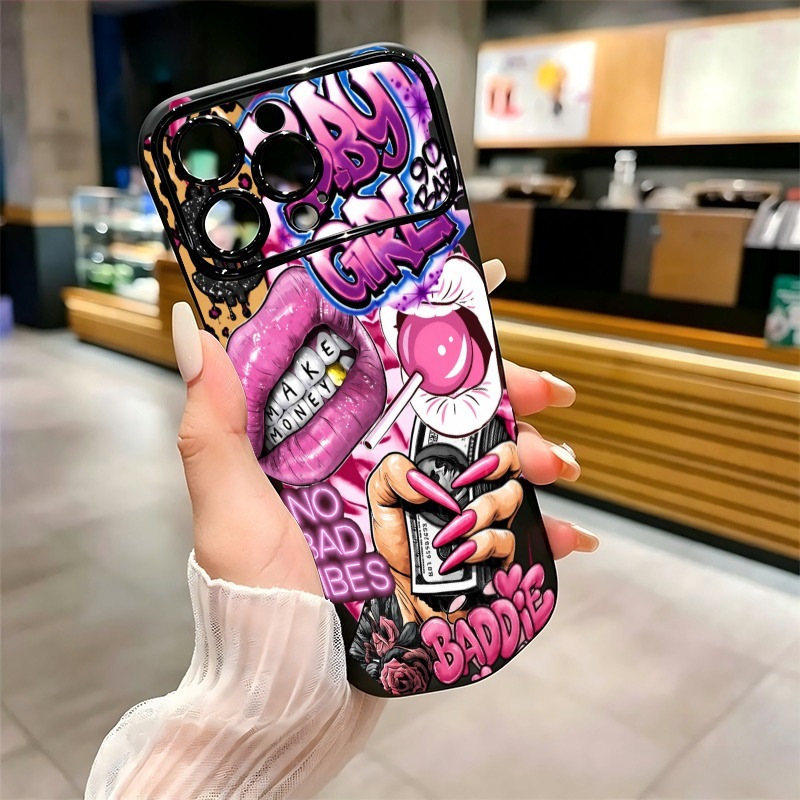 Hip Hop Pink Lips Baby Girl Gr - Phone Cases Durable 评论和价格