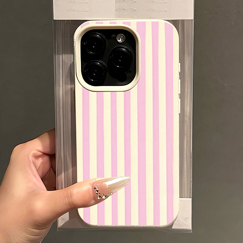 Simple Pink Vertical Striped L - Phone Cases Pink 评论和价格