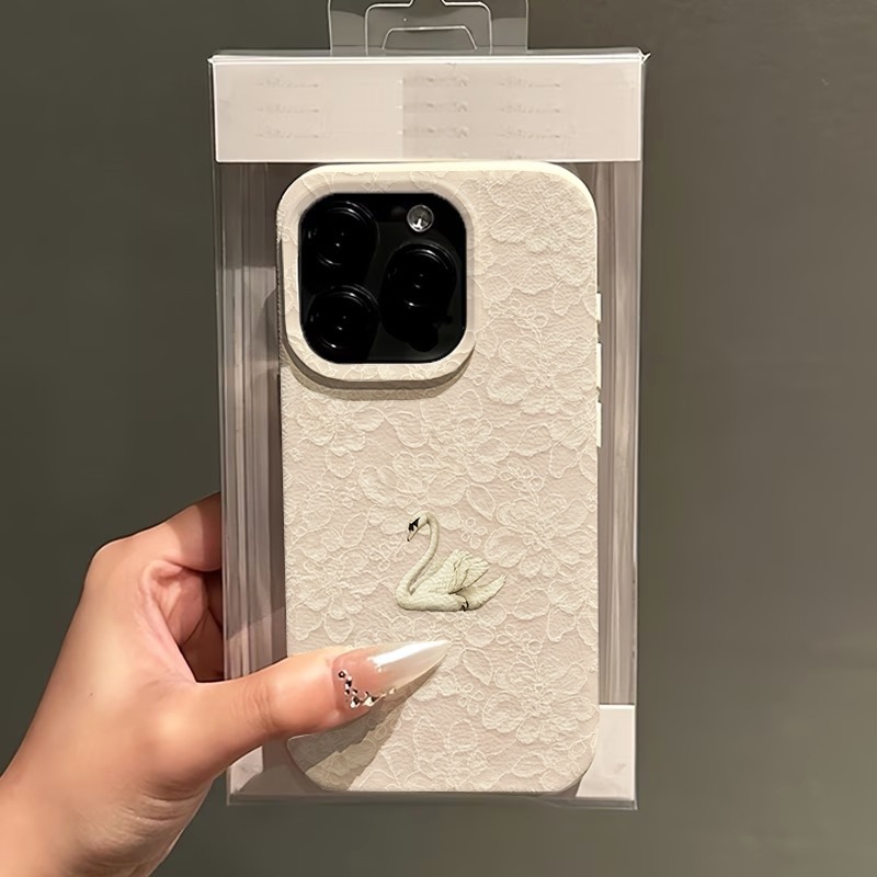 Lace Swan Pattern Lychee Textu - Phone Cases Iphone 15 评论和价格