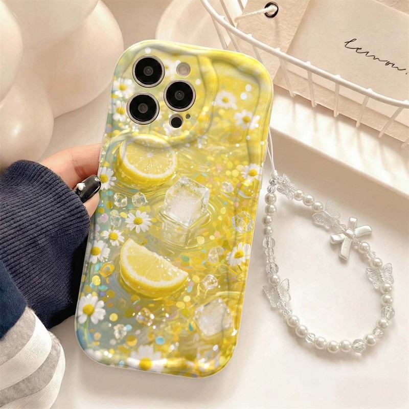 Yellow Lemon Blossom Ice Patte - Phone Cases Yellow 评论和价格
