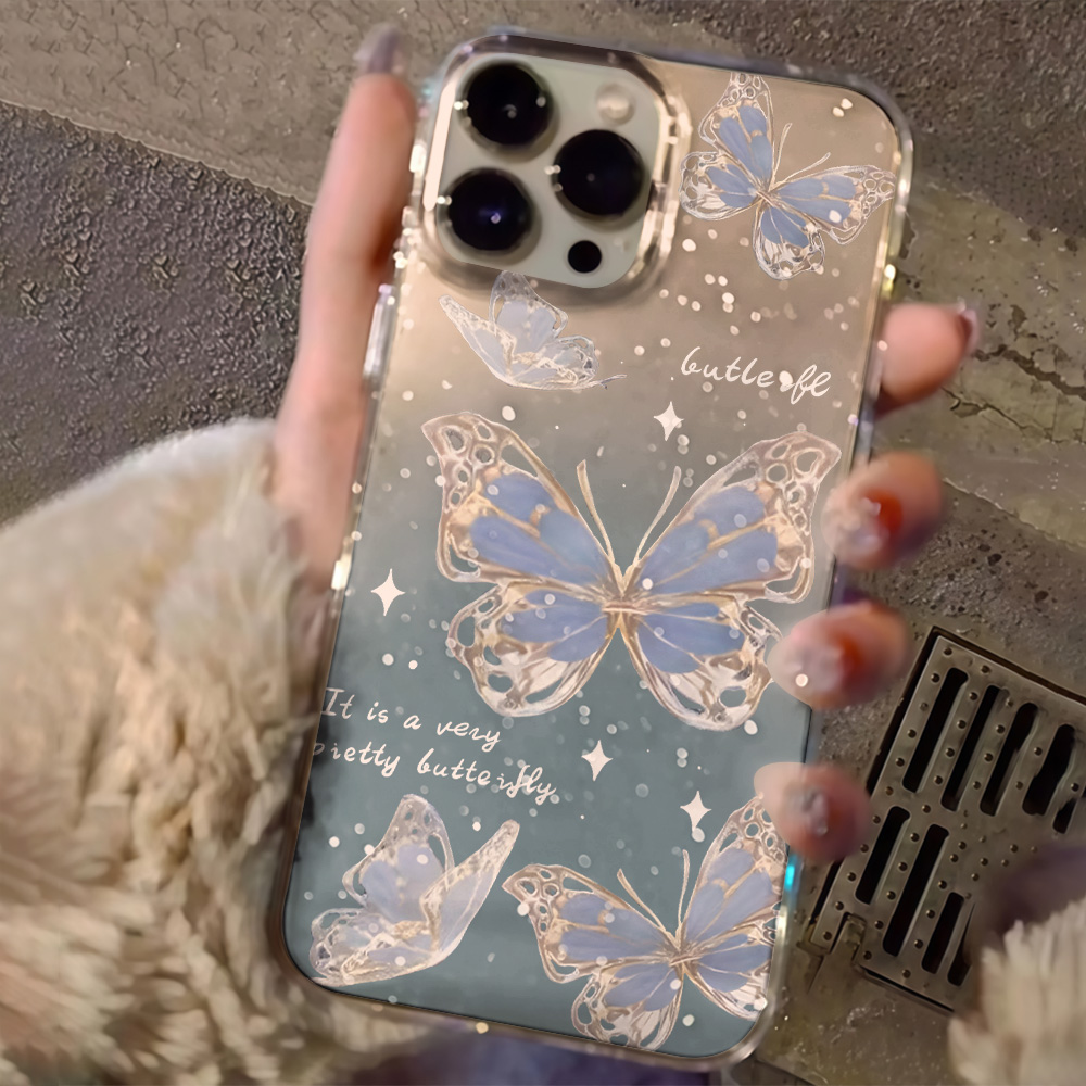 Luxury Blue Butterfly Clear Gl - Phone Cases Best 评论和价格