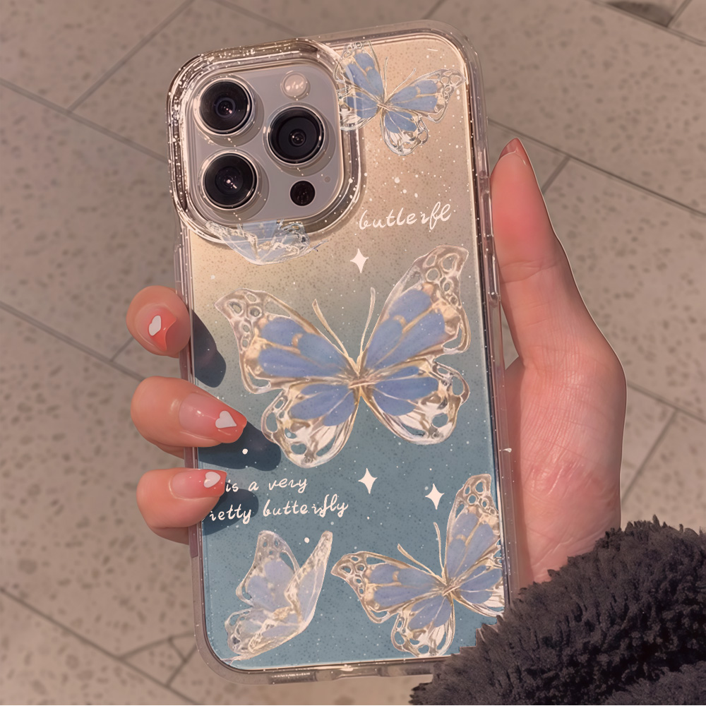 Luxury Blue Butterfly Clear Gl - Phone Cases Best 评论和价格