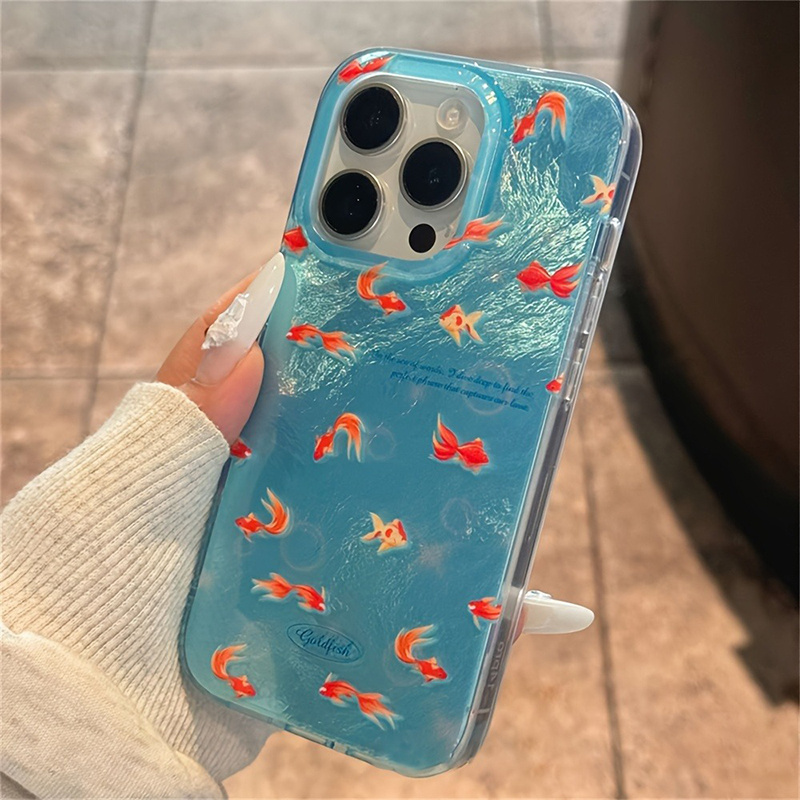 Luxury Blue Ocean Goldfish Sil - Phone Cases Best 评论和价格