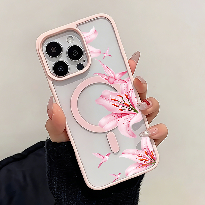 Pink Flower And Birds Magnetic - Phone Cases Pink 评论和价格